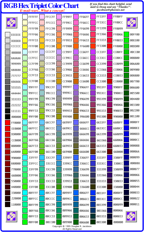 RGB Color Chart